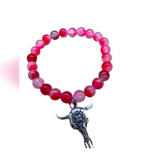 NEW Handcrafted Pink Beaded Stretchable Bracelet